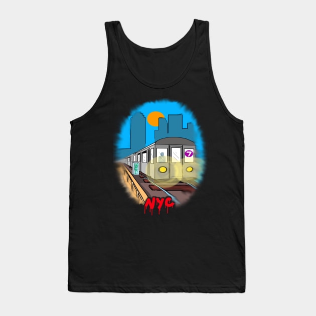 NYC Subway Series 7 Train Tank Top by EZPAINT